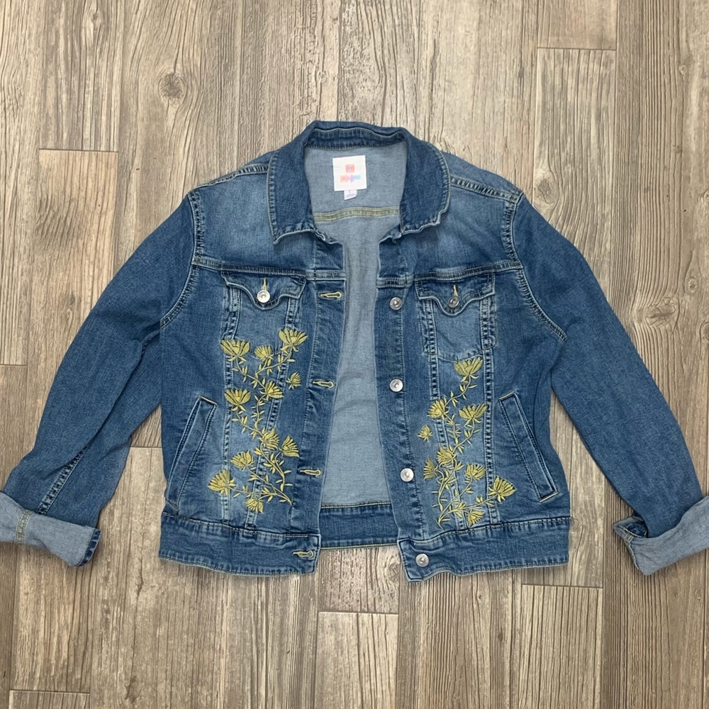LuLaRoe Jean jacket embroidered